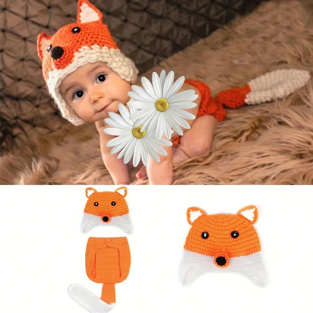 Baby Clothing Crochet - Crochet Knitted Fox Trajes para Bebê